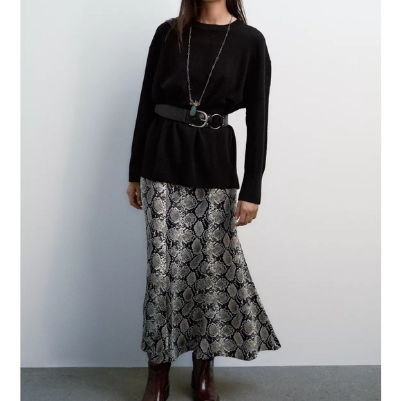 Zara Dresses & Skirts - Zara NWT snake skin satin midi skirt